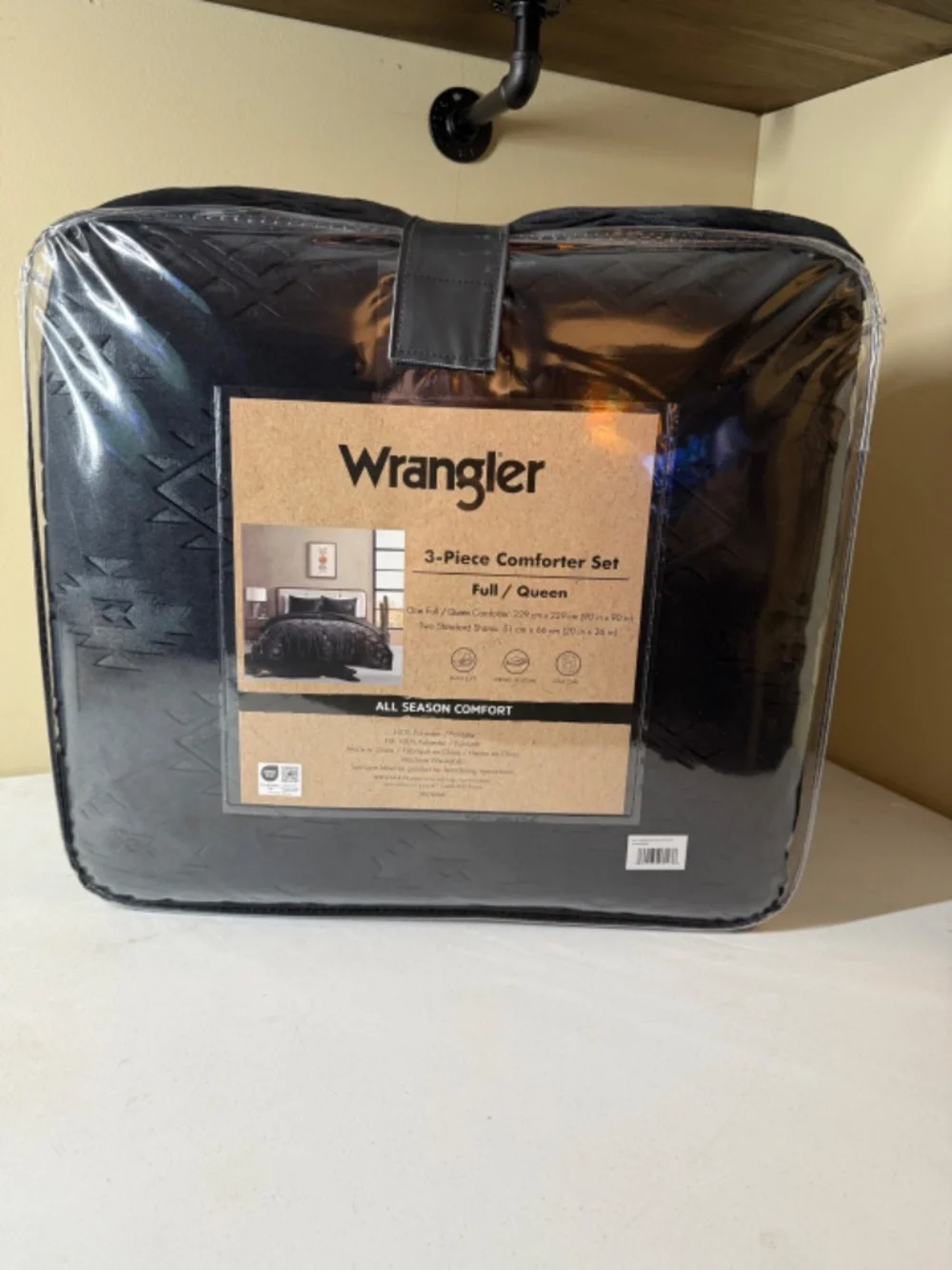 Wrangler Black Aztec Comforter Set FULL/QUEEN Size Soft Plush 3 Piece Set